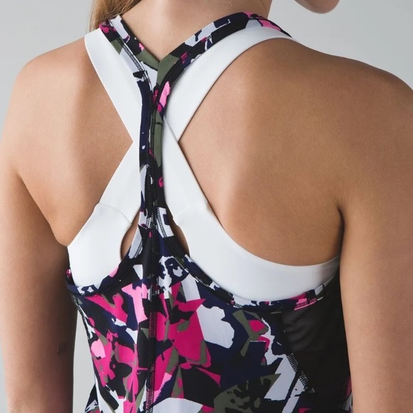 Lululemon Fast Lane Singlet Tank Top Pop Cut Boom Juice Multi Black size 6 - Picture 4 of 13